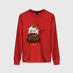 Свитшот хлопковый женский Genshin Impact Paimon food, цвет: красный