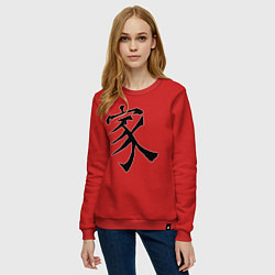 Свитшот хлопковый женский Японский иероглиф Семья, цвет: красный — фото 2