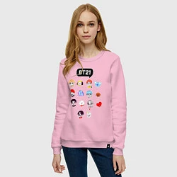 Свитшот хлопковый женский BTS BT21, цвет: светло-розовый — фото 2