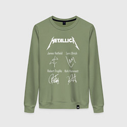 Свитшот хлопковый женский METALLICA АВТОГРАФЫ, цвет: авокадо