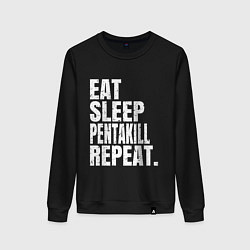 Свитшот хлопковый женский EAT SLEEP PENTAKILL REPEAT, цвет: черный