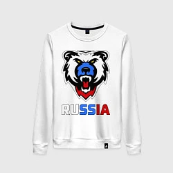 Свитшот хлопковый женский Русский медведь, цвет: белый