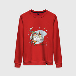 Свитшот хлопковый женский Рождественский гном, цвет: красный