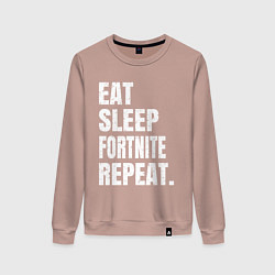 Свитшот хлопковый женский EAT SLEEP FORTNITE REPEAT, цвет: пыльно-розовый