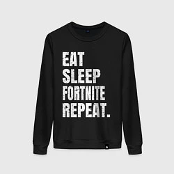 Свитшот хлопковый женский EAT SLEEP FORTNITE REPEAT, цвет: черный