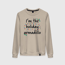 Свитшот хлопковый женский Im the holiday armadillo, цвет: миндальный