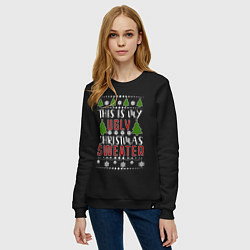 Свитшот хлопковый женский My ugly christmas sweater, цвет: черный — фото 2