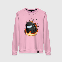 Свитшот хлопковый женский Among Us fire, цвет: светло-розовый