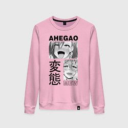 Свитшот хлопковый женский Ahegao, цвет: светло-розовый