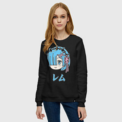 Свитшот хлопковый женский Re:Zero, Рем, цвет: черный — фото 2