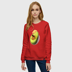 Свитшот хлопковый женский Авокадо, цвет: красный — фото 2