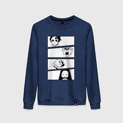 Свитшот хлопковый женский Клинок рассекающий демонов, цвет: тёмно-синий