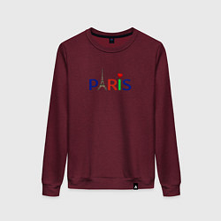 Свитшот хлопковый женский Paris, цвет: меланж-бордовый