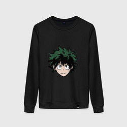 Свитшот хлопковый женский Izuku Midoriya, цвет: черный