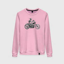 Свитшот хлопковый женский Skull Motorcycle, цвет: светло-розовый