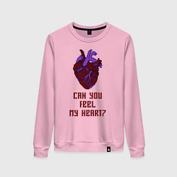 Свитшот хлопковый женский Bring Me The Horizon 2D Сердце, цвет: светло-розовый