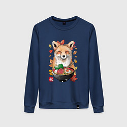 Свитшот хлопковый женский Лиса, цвет: тёмно-синий