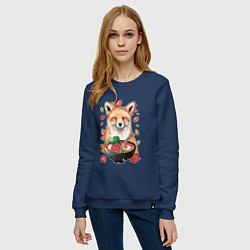 Свитшот хлопковый женский Лиса, цвет: тёмно-синий — фото 2