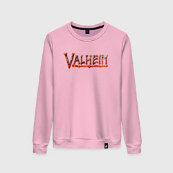 Свитшот хлопковый женский Valheim огненный лого, цвет: светло-розовый