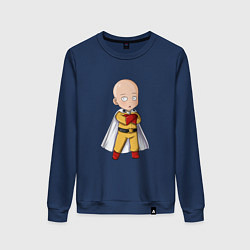 Свитшот хлопковый женский Сайтама в детстве, цвет: тёмно-синий