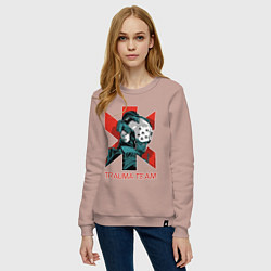 Свитшот хлопковый женский TRAUMA TEAM Cyberpunk 2077, цвет: пыльно-розовый — фото 2