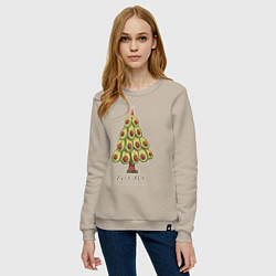Свитшот хлопковый женский Avocado Christmas Tree, цвет: миндальный — фото 2