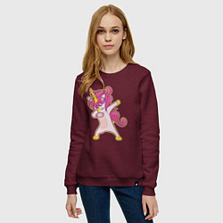 Свитшот хлопковый женский Dab unicorn, цвет: меланж-бордовый — фото 2