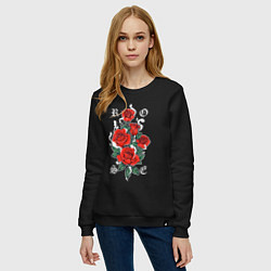 Свитшот хлопковый женский РОЗЫ ROSES SMOKE, цвет: черный — фото 2