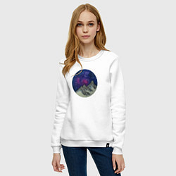 Свитшот хлопковый женский Космические горы, цвет: белый — фото 2
