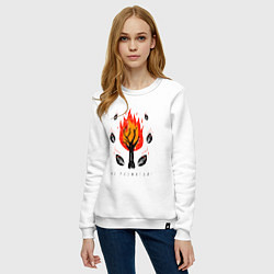 Свитшот хлопковый женский Не разжигай огонь в лесу, цвет: белый — фото 2