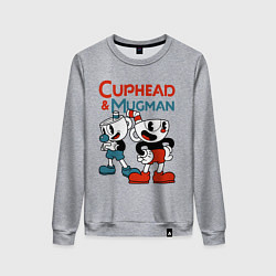 Свитшот хлопковый женский Cuphead & Mugman, цвет: меланж