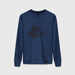 Свитшот хлопковый женский Стимпанк Рыба Steampunk Fish Z, цвет: тёмно-синий