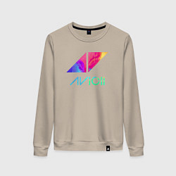 Свитшот хлопковый женский AVICII RAIBOW, цвет: миндальный