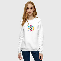 Свитшот хлопковый женский Abstrct ball, цвет: белый — фото 2