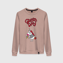 Свитшот хлопковый женский Green Day Unicorn, цвет: пыльно-розовый
