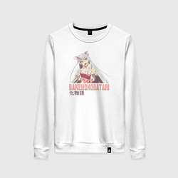 Свитшот хлопковый женский Bakemonogatari, цвет: белый