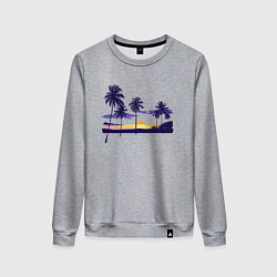 Свитшот хлопковый женский ПАЛЬМЫ, цвет: меланж
