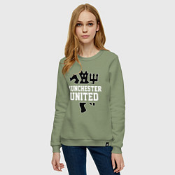 Свитшот хлопковый женский Манчестер Юнайтед Red Devils, цвет: авокадо — фото 2