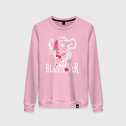 Свитшот хлопковый женский Черные быки белое лого, цвет: светло-розовый