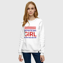 Свитшот хлопковый женский American girl, цвет: белый — фото 2