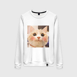 Свитшот хлопковый женский Мем про котов, цвет: белый