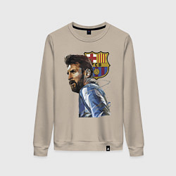 Свитшот хлопковый женский Lionel Messi Barcelona Argentina Striker, цвет: миндальный