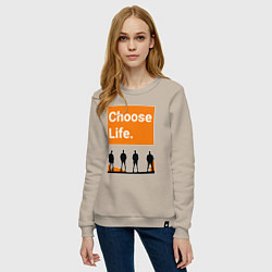 Свитшот хлопковый женский Choose Life, цвет: миндальный — фото 2