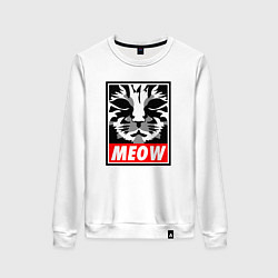 Свитшот хлопковый женский Meow Obey, цвет: белый