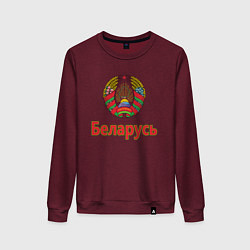 Свитшот хлопковый женский Беларусь, цвет: меланж-бордовый