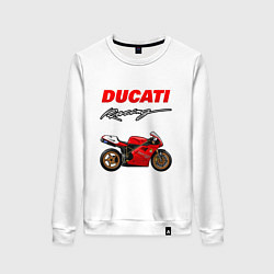 Свитшот хлопковый женский DUCATI ДУКАТИ MOTOSPORT, цвет: белый