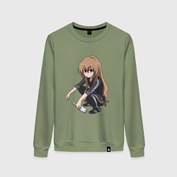 Свитшот хлопковый женский Анигоп - спортик аниме girl, цвет: авокадо