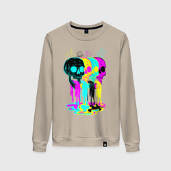 Свитшот хлопковый женский 4 ЧЕРЕПА SKULLS NEON, цвет: миндальный