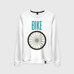 Свитшот хлопковый женский Велосипед, колесо, цвет: белый
