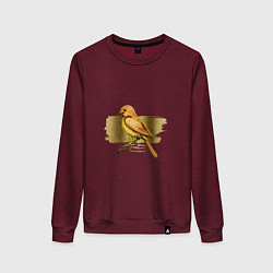 Свитшот хлопковый женский Золотая птица, цвет: меланж-бордовый